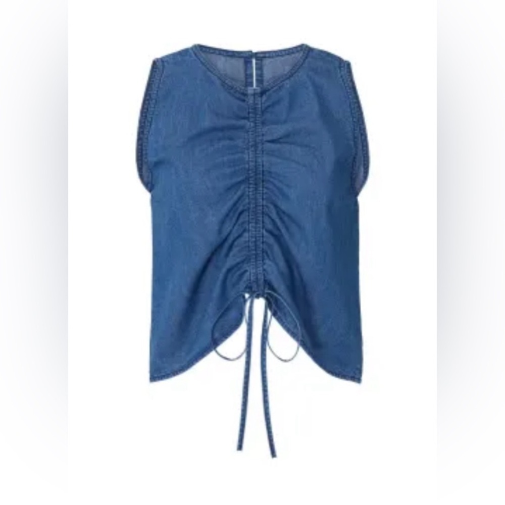 3X1 Corin denim or chambray sleeveless crop top tie in front women size S/Small